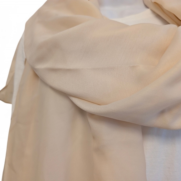 VINTAGE XL Cream Chiffon Shawl Scarf Pareo Wrap Flowing Oversized - Picture 8 of 13